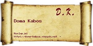 Doma Kabos névjegykártya
